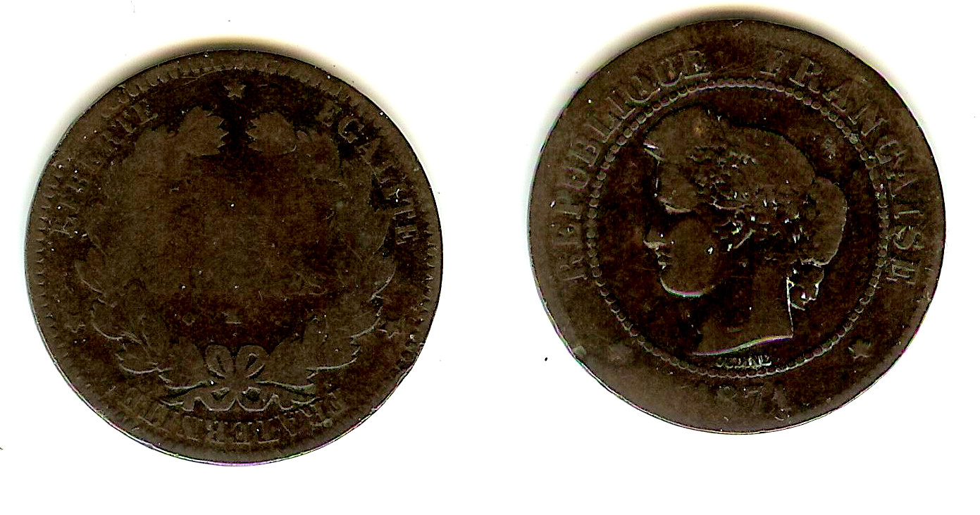5 centimes Cérès 1871 Bordeaux TB- à B+